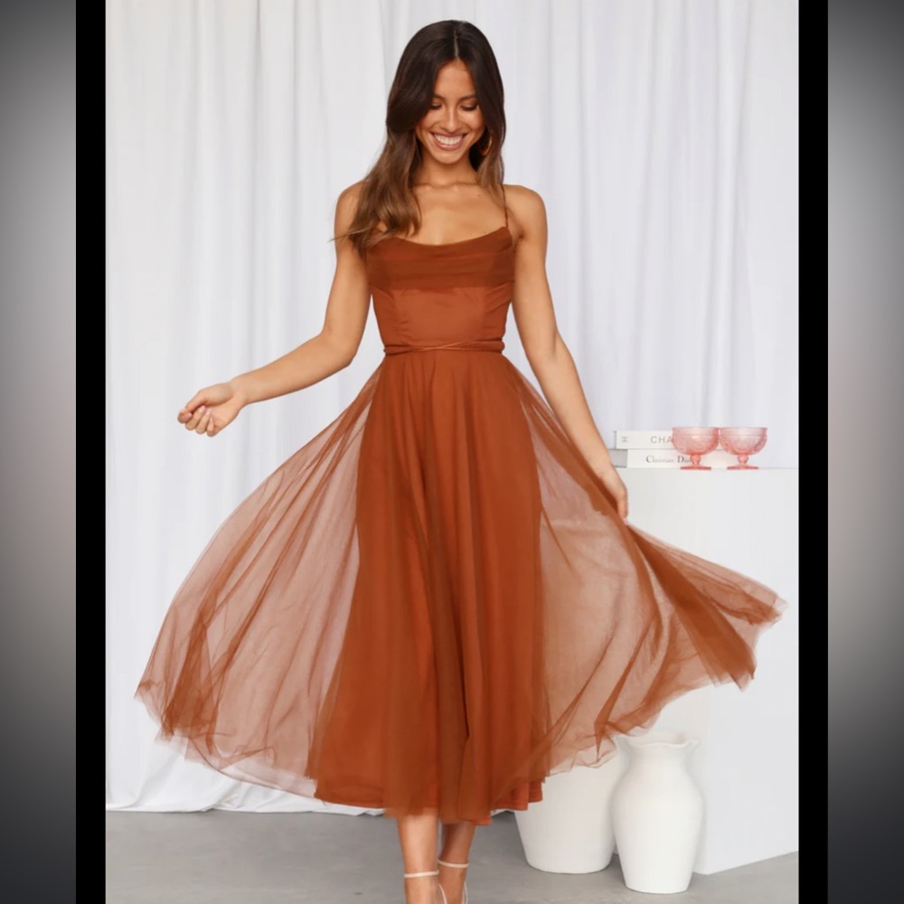 HelloMolly Signal My Way Midi Dress in Chocolate - size XS